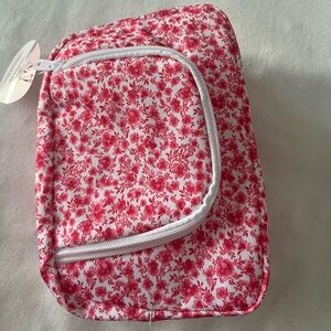 Floral Pink and White Cosmetic Bag